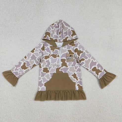 10.31 Sibling Baby Boys Girls Embroidery Dog Duck Camo Pocket Zipper Hunting Hoodies Top