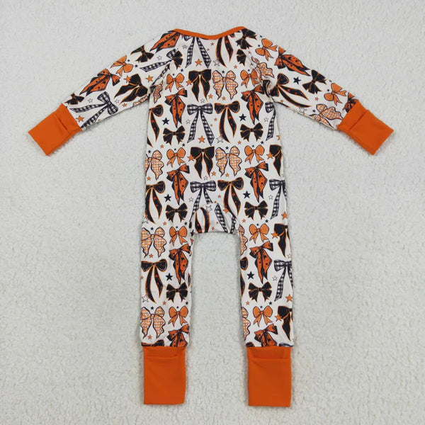8.18 LR2409 Baby Boys Long Sleeves Bows Stars Plaid Zipper Pant Romper