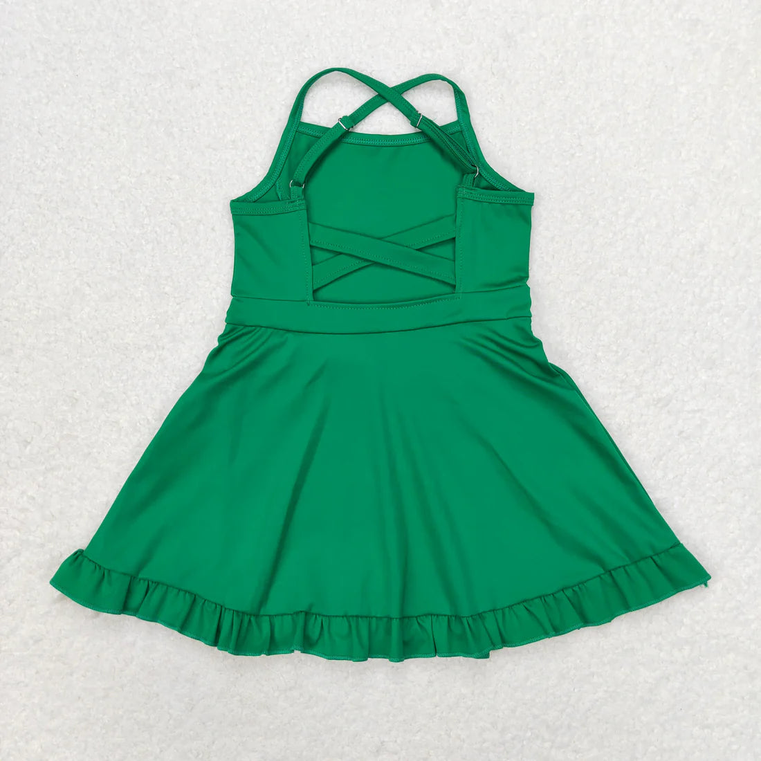 L-3.6 S0444 Solid green tracksuit swimsuit dress
