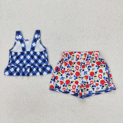 6.26 Sibling Baby Girls Summer Straps Button Top Floral Shorts Clothes Sets
