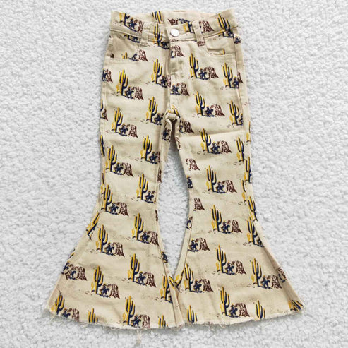 Sibling Baby Girls Western Cowgirls Bell Flare Denim Pants