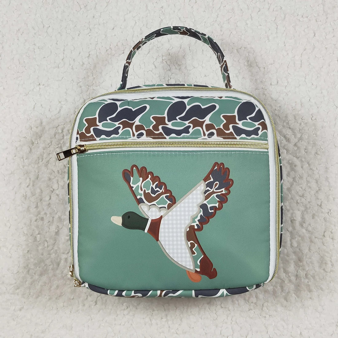 8.13 BA0270 Baby Kids Mallard Ducks Green Lunch Dinnder Picnic Box