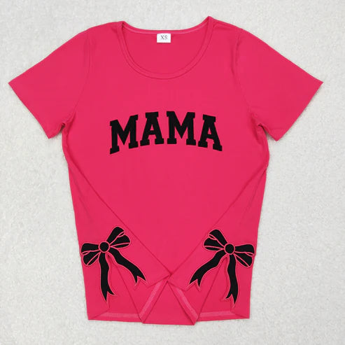 4.2  Embroidery Mommy&Me Baby Girls Mini Bow Tee Shirts Tops