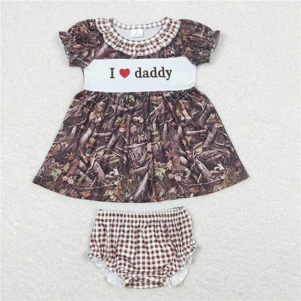 8.26 Sibling Baby Girls Embroidery I Love Daddy Floral Tunic Bummies Clothes Sets
