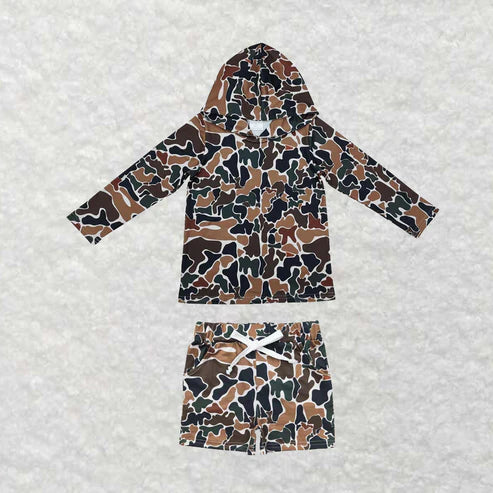 11.1 Sibling Baby Boys Camo Hoodies Top Pockets Shorts Southern Clothes Sets
