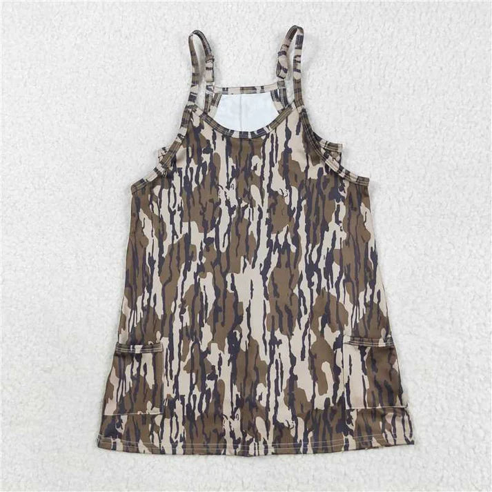 9.4 Sibling Baby Girls Straps Western Camo Shorts Yoga Active Dresses