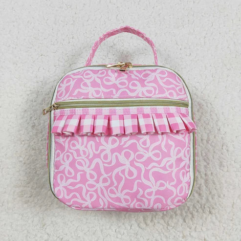 8.13 Sibling Baby Girls Pink Bows Ruffle School Bags Lunch Boxes