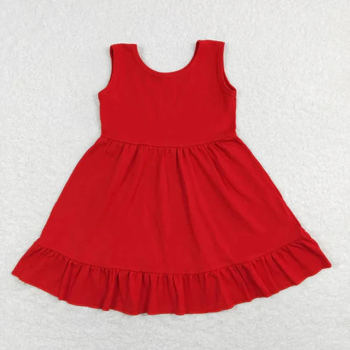 L-3.8 Sibling Baby Girls Sleeveless Ruffle Knee Length Summer Dresses