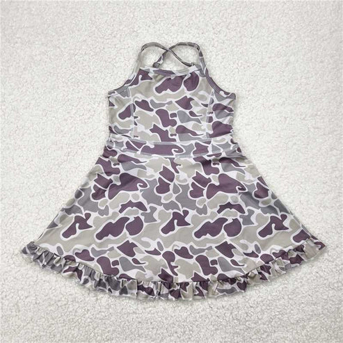 6.26 Sibling Baby Girls Strap Camo Yoga Ruffle Knee Length Dresses