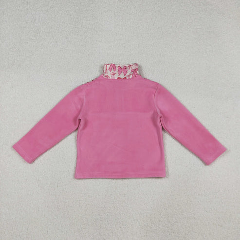 11.1 Sibling Baby Girls Pink Bows Plaid Leopard Santa Quatrefoil Zipper Pullover Sherpa Tops