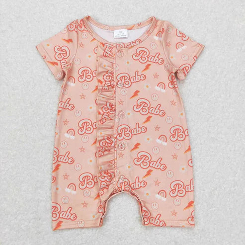 4.19 Sibling Baby Girls Ruffle Western Short Sleeve Rompers