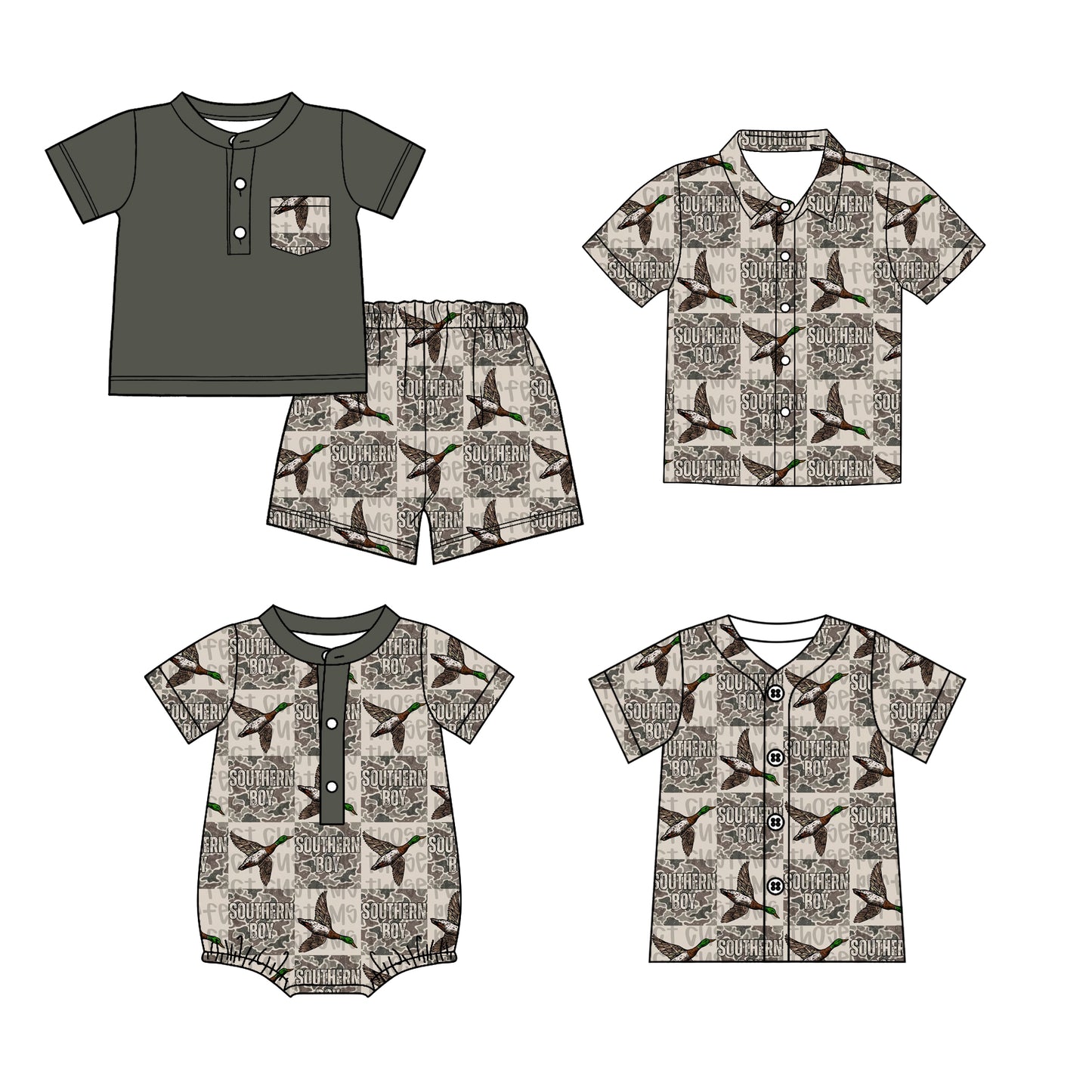 26.1.20 Custom MOQ:3 or 5 pcs each design milk silk Sibling baby boy clothes duck short sleeve shorts sets and tops 2 and romper