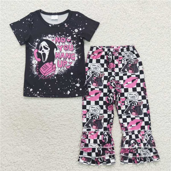 6.13 Sibling Baby Girls Halloween Call Shirt Ruffle Pants Clothes Sets Romper