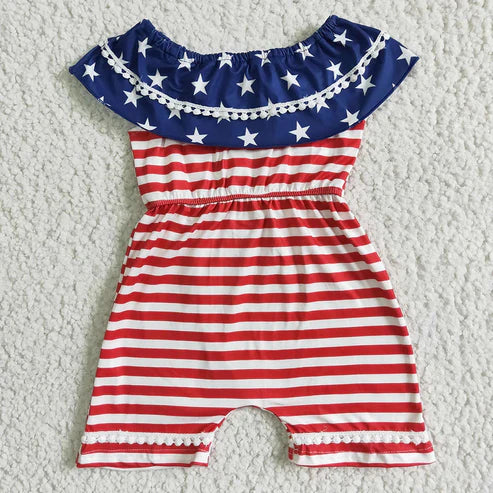 Sibling 4th Of July Baby Girls Summer Jumpsuits
