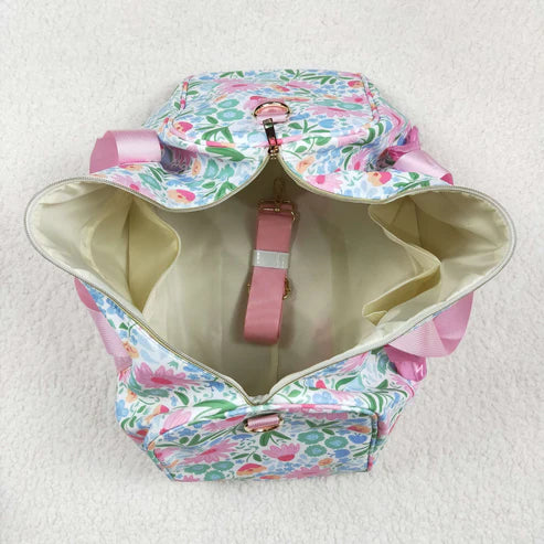 4.28 BA0290 Pink Ruffle Floral Print Gym Duffle Bag