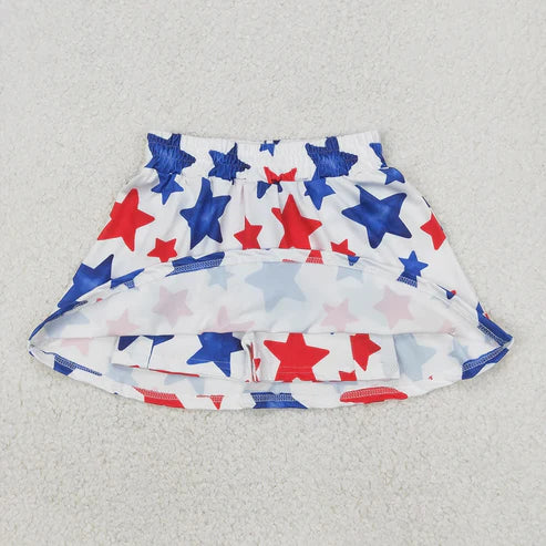 5.9 Sibling 3 Colors Baby Girls 4th Of July Summer Skorts Skirts