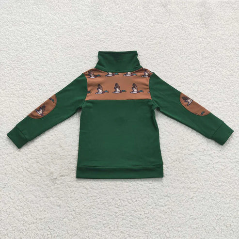 8.22 Sibling Baby Boys Long Sleeves Western Ducks Baseballs Half Zipper Pullovers Top