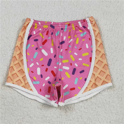 6.17 Mommy&Me Baby Girls Pink Ice-cream Drip Yoga Shorts Bottoms