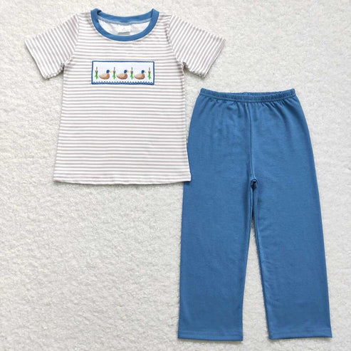 5.3 Sibling Baby Boys Embroidery Hunting Short Sleeve Shirt Pants Clothes Sets