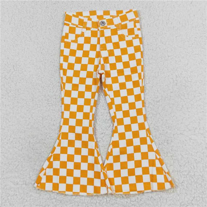 9.4 Sibling Girls Checkered Denim Adjustble Waistband Jeand Pants