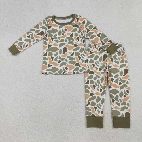 11.1 Sibling Baby Boys Green Orange Camo Southern Pajamas Button Shirts Hoodies Top