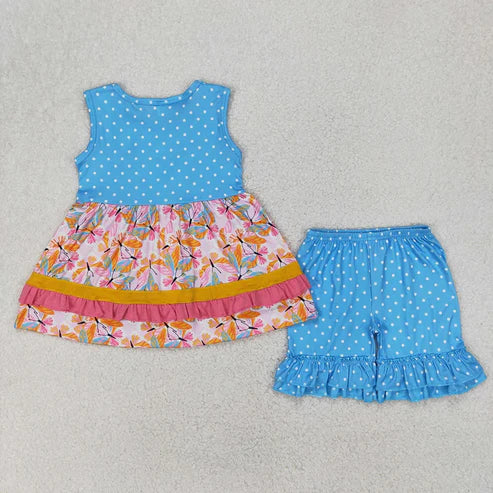5.3 Sibling Baby Girls Floral Ruffle Tunic Shorts Clothes Sets