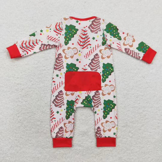 3.13 LR1150 RTS baby boy clothes tree zipper boy christmas romper Bamboo