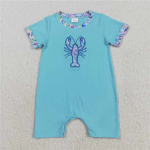 8.16 Sibling Embroidery Baby Boys Girls Floeal Crayfish Sumoer Clothes Sets Dress Rompers