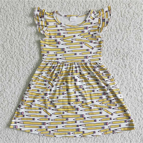 L-3.8 Sibling Baby Girls Back To School Knee Length Dresses