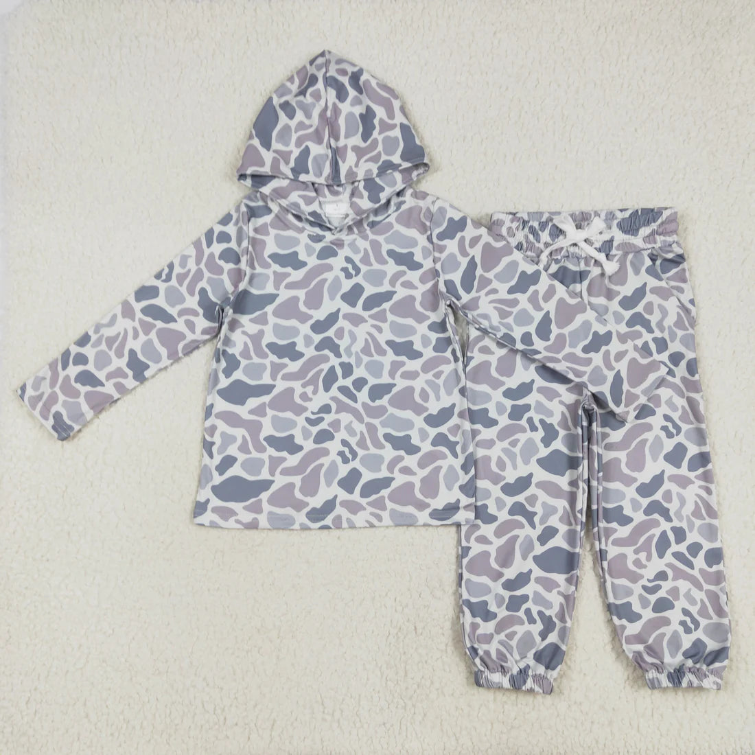 BT0922+P0651 Baby Boys Grey Camo Hooded Top Pants Outfits Clothes Set