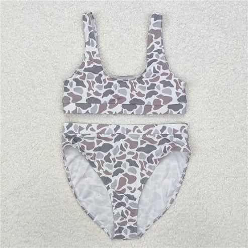 4.14 5 Colors Adult Women Camouflage Top Bottom 2pcs Bikini Swimsuits Sets