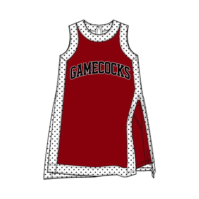 Custom Order Baby Girls Polka Dots Gamecocks Tunic Pockets Short Team Clothes Sets