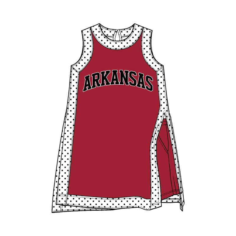 Custom Order Baby Girls Polka Dots Arkansas Tunic Pockets Short Team Clothes Sets