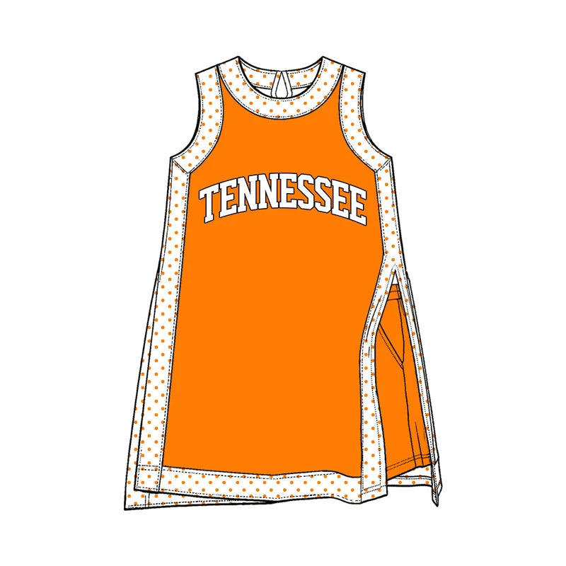 Custom Order Baby Girls Polka Dots Tennessee Tunic Pockets Short Team Clothes Sets