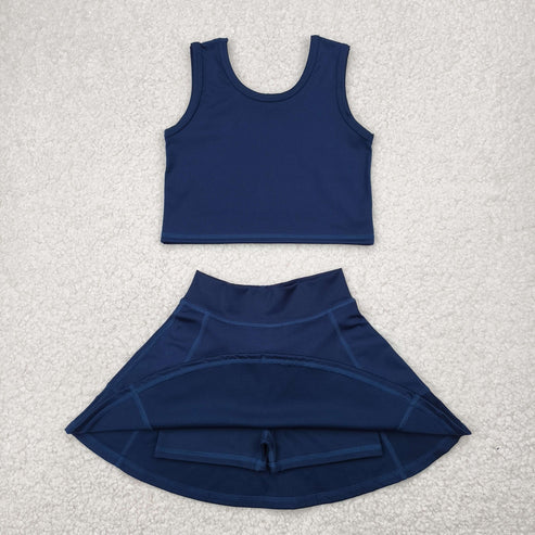 4.15 GSD1987 Baby Girls Navy Vest Top Sports Skorts Clothes Set