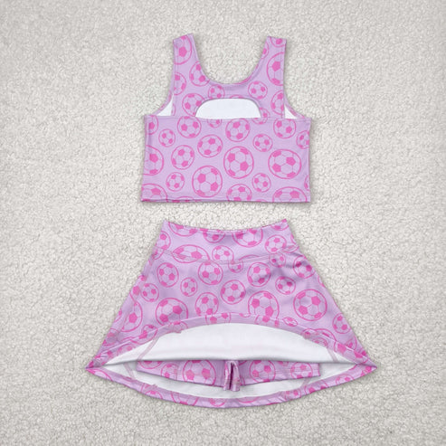 4.25 GSD1468 Baby Girls Football Athletic Active Wear Top Shorts Skirts Clothes Set