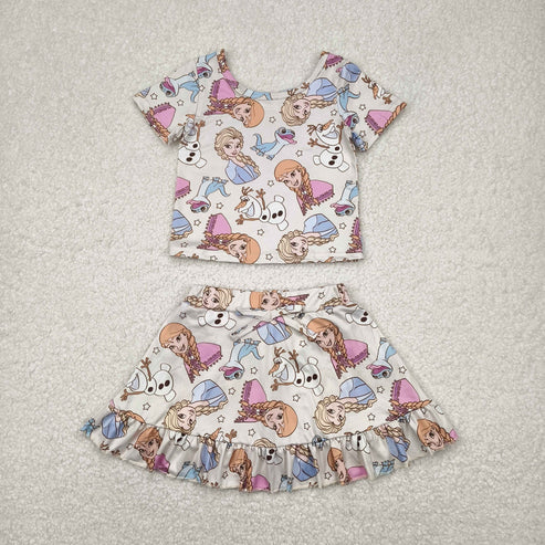 4.15 GSD2358 Baby Girls Cartoon Princess Top Skirts Set