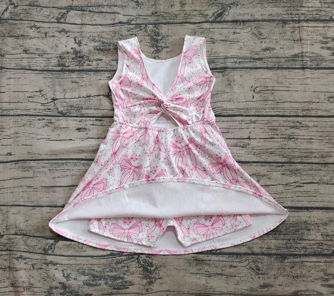 4.24 GSD2199 Baby Girls Pink Bows Yoga Skort Knee Length Dresses Preorder