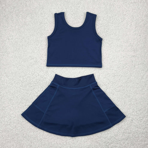 4.15 GSD1987 Baby Girls Navy Vest Top Sports Skorts Clothes Set