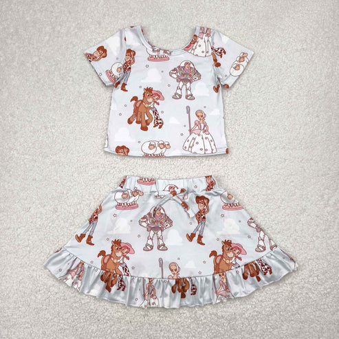4.15 GSD2359 Baby Girls Cartoon Donkey Stars Top Skirts Set