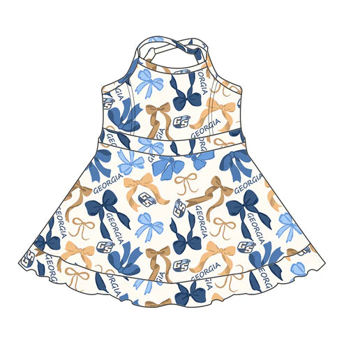 6.10 Custom Moq 3 each item Sibling Baby Girls GSU Team Dresses Clothes Sets