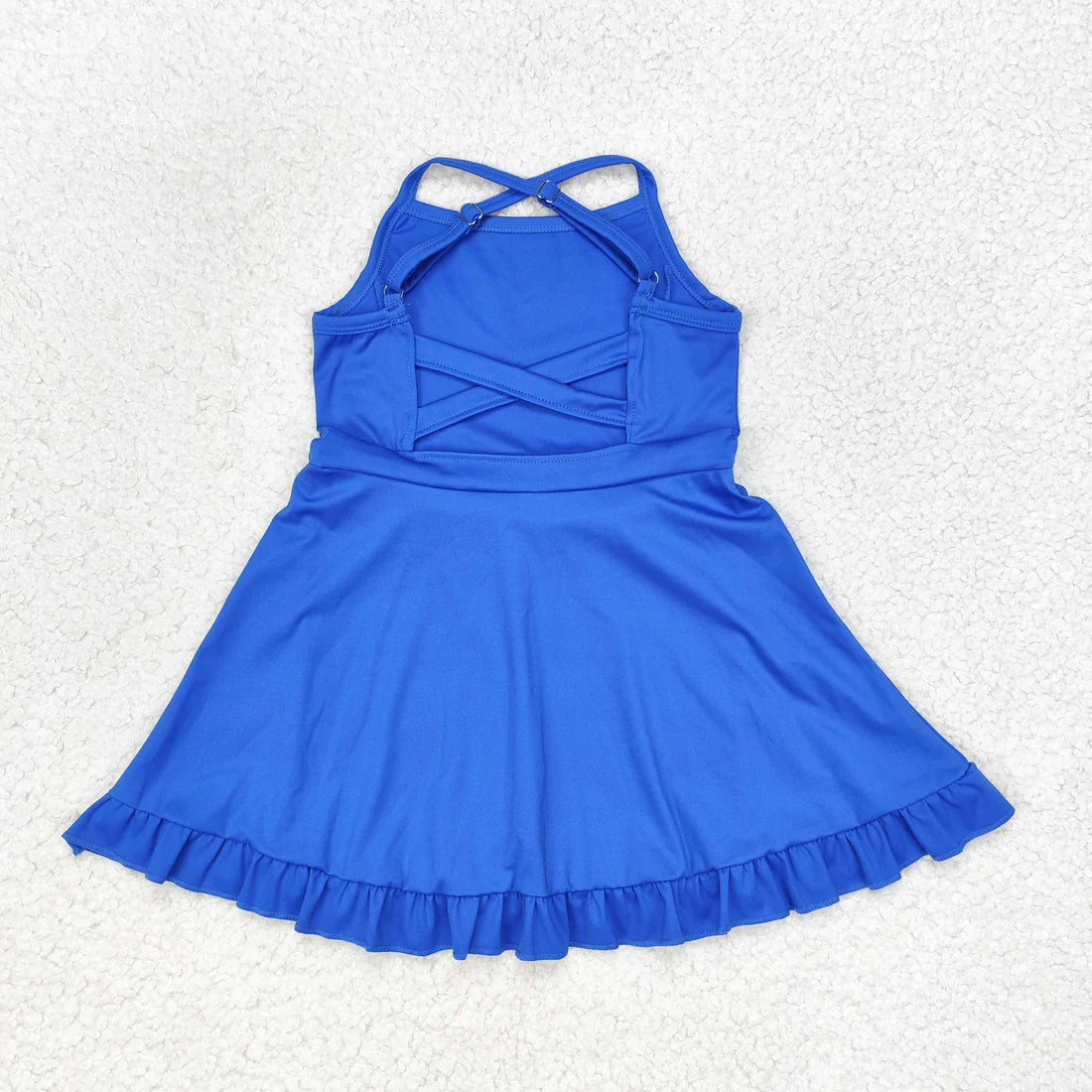 L-3.6 S0445 Solid blue tracksuit dress swimsuit