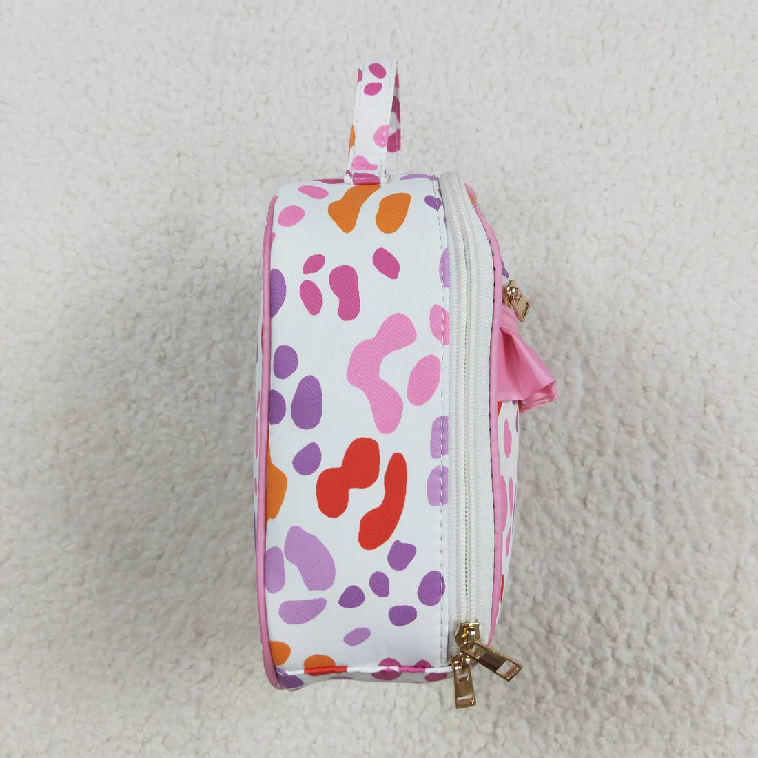 8.12 BA0309 Baby Girls Pink Leopard Ruffle School Bags Lunch Boxes
