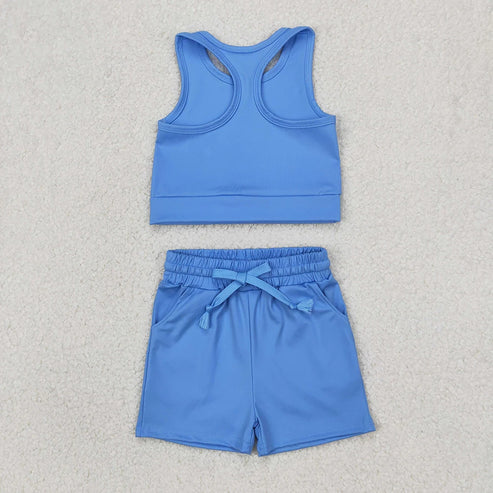 4.19 Sibling 4 colors Baby Girls Vest Top Yoga Sports Shorts Outfits