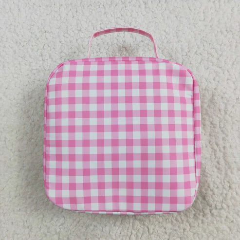 BA0283 Baby Girls Pink Checkered Lunch Dinnder Picnic Thermal Bags Boxes