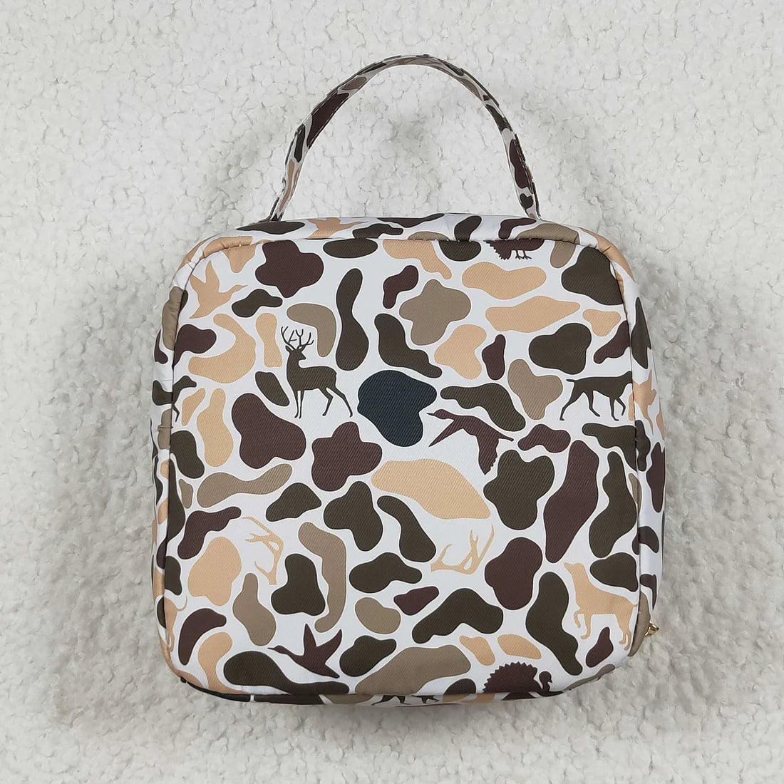 8.13 BA0305 Green Deer Western Camo Print Zipper Lunch Bags