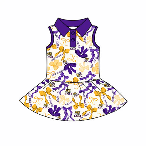 6.10 Custom Moq 3 each item Sibling Baby Girls LSU Team Dresses Clothes Sets