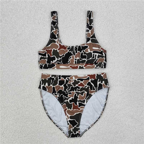 4.14 5 Colors Adult Women Camouflage Top Bottom 2pcs Bikini Swimsuits Sets