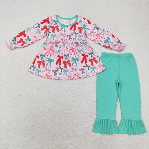 11.1 Family Sibling Colorful Bows Pajamas Clothes Sets Zipper Rompers Women Pants Blankets