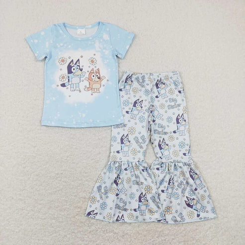 4.14 Sibling Baby Girls Dogs Shirts Top Bell Pants Outfits